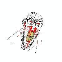 3dgifmaker angry animated blood bloodshot_eyes clenched_teeth ear glasses moving nosebleed pixel_rain red_eyes soyjak stubble subvariant:feralrage variant:feraljak vein yellow_teeth // 200x200 // 767.9KB