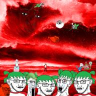 4chan anime beach crying fish green_hair hair multiple_soyjaks nikocado_avocado objectsoy squidward tidal_wave tranny tsunami variant:gapejak variant:kuzjak water wave yotsoyba // 736x736 // 778.3KB