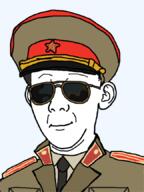 closed_mouth clothes ear glasses hat kgb military_cap necktie smile soyjak sunglasses uniform variant:kuzjak // 648x864 // 152.1KB