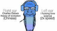 calm charles_darwin evolution headphones headset i_fucking_love_science meme science variant:markiplier_soyjak // 780x419 // 128.1KB