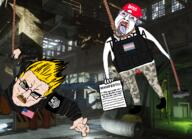 2soyjaks ack american_flag blond blue_eyes chud clothes escape_from_tarkov glasses hand hanging manifesto mustache subvariant:chudjak_front tarkov tranny ucp variant:bernd variant:chudjak video_game // 1267x919 // 1.4MB
