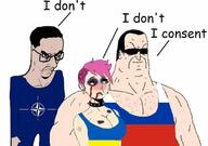 angry big_breasts blood blush breasts bruise buff choker clothes enbie female flag frown gigachud glasses hair nato pink_hair russia russo_ukrainian_war soyjak subvariant:chudjak_seething sunglasses text ukraine variant:chudjak white_skin // 680x477 // 44.0KB
