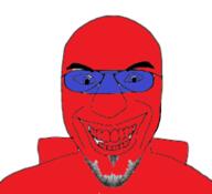 among_us astronaut blue blue_eyes glasses jerma985 open_mouth red red_skin smile stubble suspicious variant:susjak video_game // 680x620 // 141.9KB