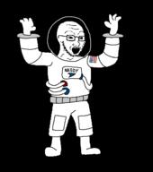 arm astronaut clothes full_body glasses hand helmet leg nasa open_mouth soyjak space stubble suit variant:soyak // 567x639 // 26.1KB