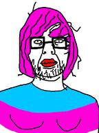 closed_mouth glasses hair pink_hair soyjak stubble tranny variant:unknown // 960x1280 // 150.8KB