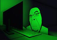 3d arm closed_mouth computer confused glasses glowie glowing keyboard monitor mouse raised_eyebrow soyjak stubble variant:cobson // 1139x804 // 244.5KB