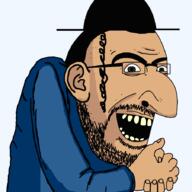 beard brown_eyes clothes ear glasses hair hand hat judaism large_nose open_mouth redraw soyjak stubble variant:cobson white_skin // 900x900 // 38.9KB