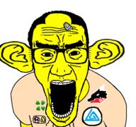 4chan arm asian clothes coin ear glasses hair large_ear mario mushroom nintendo open_mouth small_eyes soyjak stretched_mouth the_gem_that_saved_the_sharty thick_eyebrows tshirt variant:el_perro_rabioso video_game yellow_skin // 427x400 // 61.1KB