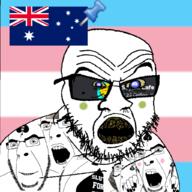 angry australia bbc blush country discord distorted ear flag glasses multiple_soyjaks nose_piercing open_mouth painted_nails push_pin queen_of_spades small_eyes smile smug soyjak soyjak_cafe star sticky stubble tattoo text tranny variant:cobson variant:feraljak yellow_teeth // 1024x1024 // 259.0KB