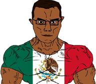 brown_skin buff closed_mouth clothes country ear flag glasses hair mexico soyjak subvariant:chudjak_front tshirt variant:chudjak vein // 1059x929 // 168.6KB