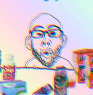animated colorful cough_medicine delsym drugs dxm ear glasses moshed open_mouth pill soyjak stubble table variant:nojak // 622x640 // 6.6MB