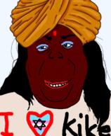 black_skin clothes hair hat heart hindu hinduism i_love indian judaism makeup smile soyjak star_of_david tranny variant:alicia // 592x720 // 263.4KB