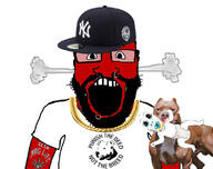 angry animal baby baseball beard blood cap chain clothes crying deformed diaper dog fume glasses hair hat new_york_yankees nose_ring open_mouth pacifier pitbull red red_skin soyjak stubble subvariant:gerald tattoo text tshirt variant:cobson variant:science_lover // 1127x890 // 414.1KB