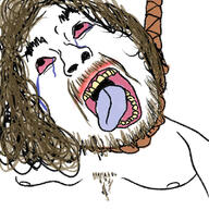 ack beard bloodshot_eyes brown_stubble crying fat gynaecomastia italy mustache obese open_mouth pedophile redraw rope soyjak stubble tongue variant:bernd // 800x800 // 129.6KB