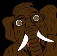 animal brown_eyes brown_skin ear elephant glasses large_ear mammoth open_mouth soyjak stubble trunk tusk variant:bernd // 1116x1100 // 129.6KB