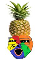 baby clothes colorful deformed food foodjak fruit glasses hat oh_my_god_she_is_so_attractive open_mouth pineapple smile sneeze soyjak stubble subvariant:nathaniel variant:gapejak // 800x1200 // 851.9KB