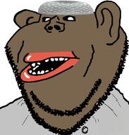 amerimutt brown_skin clothes ear fat goblin grey_shirt hat islam lips looking_to_the_left open_mouth stubble subvariant:impish_amerimutt taqiyah teeth variant:impish_soyak_ears // 592x622 // 69.3KB