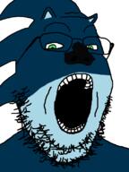 blue blue_skin ear fang glasses hedgehog open_mouth sega snout sonic_(series) sonic_the_hedgehog sonic_the_werehog sonic_unleashed soyjak stubble variant:gapejak video_game werewolf wolf // 600x800 // 34.9KB