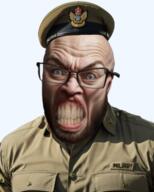 angry clenched_teeth glasses military military_uniform realistic stubble transparent transparent_background variant:feraljak // 768x960 // 916.5KB