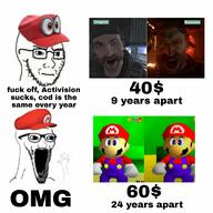 activision arm closed_mouth clothes concerned frown glasses hand hands_up hat mario meme nintendo open_mouth soyjak soyjak_comic stubble text variant:classic_soyjak variant:wewjak video_game // 2048x2048 // 316.4KB