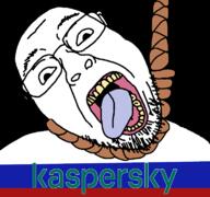 antivirus glasses hanging kaspersky open_mouth rope russia soyjak stubble suicide tongue variant:bernd yellow_teeth // 768x719 // 22.2KB