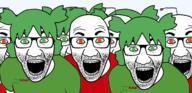 4chan anime antenna glasses green_eyes hair multiple_soyjaks open_mouth orange_eyes reddit snoo soyjak stubble variant:el_perro_rabioso yotsoyba // 1200x580 // 210.3KB