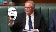 australia clothes country ear flag glasses hair hand holding_object irl open_mouth scott_morrison soyjak stubble variant:cobson // 1280x720 // 769.1KB