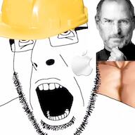 animated apple_(company) buff clothes glasses hard_hat hat irl open_mouth sex sound steve_jobs stubble tattoo variant:cobson video // 640x640, 14s // 7.3MB