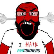 angry balding beard chips clothes fume glasses hair i_hate open_mouth popcorners red_skin soyjak subvariant:science_lover text tshirt variant:markiplier_soyjak // 630x621 // 160.0KB