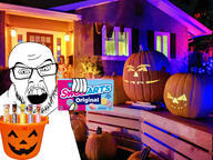 angry bucket candy food glasses halloween hand holding_object irl_background mustache soyjak stubble sweetarts variant:feraljak // 2000x1500 // 2.8MB