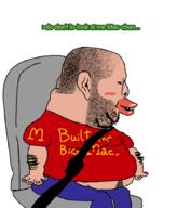 amerimutt beard big_lips blush car clothes eyes inverted_eye_color iron lips mcdonalds no_glasses nose pubic_hair sitting small_eyes small_nose stubble // 768x900 // 81.5KB