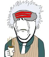 ace_attorney angry clothes coffee godot grey_hair holding_object necktie suit variant:gapejak visor yellow_teeth // 999x1167 // 54.4KB