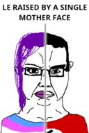 2soyjaks angry bar flag glasses hair lipstick nazism purple_hair soyjak swastika text tranny variant:chudjak // 584x879 // 156.2KB