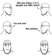 bbc closed_mouth comic glasses looking_at_you neutral side_profile slut stubble subvariant:sideplier text variant:markiplier_soyjak white_background // 1200x1292 // 114.1KB
