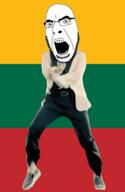angry animated country dance flag full_body gangnam_style glasses irl lithuania open_mouth soyjak stubble variant:cobson // 300x460 // 500.1KB
