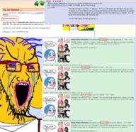 4chan ban bloodshot_eyes blue_hair clothes crying dog ear glasses hair janny makeup open_mouth qa_(4chan) screenshot soyjak stretched_mouth stubble suspenders text tranny variant:classic_soyjak yellow_skin // 1374x1330 // 931.1KB