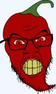 angry clenched_teeth glasses mustache objectsoy pepper plants_vs_zombies red_eyes red_skin soyjak stubble variant:feraljak video_game yellow_teeth // 510x846 // 18.7KB