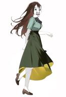 anime brown_hair clothes dress female long_hair soyjak trad_wife variant:chudjak walking white_skin // 321x469 // 25.1KB