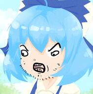 angry anime bow cirno eyes soyjak stubble touhou variant:unknown video_game // 737x750 // 92.3KB