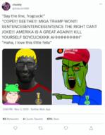 3soyjaks angry antenna arm badge black_sun brown_hair cap closed_mouth clothes crying donald_trump frenschan frog froge gigachad glasses green_skin hair hand hat maga nate nazism oldfag open_mouth orange_eyes pepe pointing reddit say_the_line soot_colors soyjak soyjak_party subvariant:soylita text tshirt tweet twitter variant:chudjak variant:gapejak white_skin // 778x1000 // 331.9KB