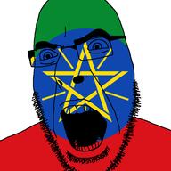 angry country ethiopia flag flag:ethiopia glasses open_mouth soyjak stubble variant:cobson // 721x720 // 44.0KB