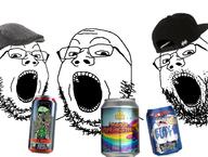 3soyjaks alcohol beer can cap clothes drink glasses hat open_mouth stubble variant:gapejak // 925x698 // 392.1KB