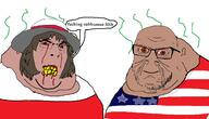2soyjaks amerimutt angry bloodshot_eyes brown_skin bubble clenched_teeth closed_mouth clothes country fat flag glasses hair hat poland smelling smile soyjak speech stubble subvariant:female_cobson text united_states variant:cobson variant:feraljak wrinkles yellow_teeth // 1305x748 // 339.6KB
