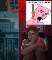 crying flag foot hanging meta:tagme oink pig russia russo_ukrainian_war suicide ukraine variant:imhotep // 935x1080 // 279.7KB