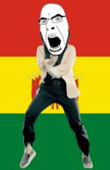 angry animated bolivia country dance flag full_body gangnam_style glasses irl open_mouth soyjak stubble variant:cobson // 300x460 // 495.6KB