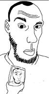 arm balding closed_mouth face hair hand holding_object holding_phone phone selfie soyjak stubble variant:unknown // 538x1026 // 158.7KB