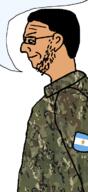 argentina brown_skin camouflage chin countrywar ear glasses hair patch side_profile soldier speech_bubble stubble variant:soydierjak // 330x720 // 133.1KB