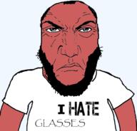 angry balding beard closed_mouth clothes hair i_hate punisher_face red_skin soyjak text tshirt variant:science_lover // 816x782 // 144.5KB