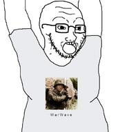 2018_int_mouth arm clothes glasses hand hands_up open_mouth soyjak stubble text tongue tshirt variant:classic_soyjak warwave // 726x745 // 80.9KB