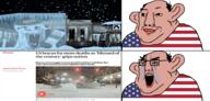 3soyjaks amerimutt angry balding brown_skin closed_mouth clothes country crying ear flag germany glasses hand hat ice open_mouth smug snow text united_states variant:chudjak variant:waow // 2500x1192 // 1.9MB